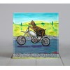 Doberman Pinscher Riding a Motorcycle dog art tile coaster gift