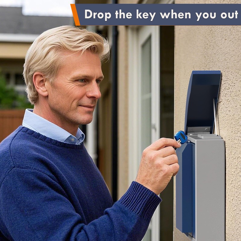 Key Lock Box Wall Mount with Key Drop Slot, Smart