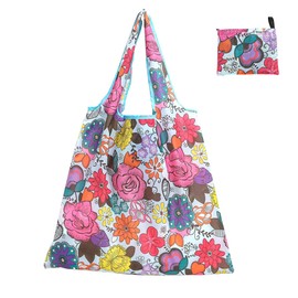 Jagowa 1 Piece Large Shopping Bag Square Bag Portable Folding Tote Bag Floral Cloth Bags Daily Casual Reusable Grocery Eco-Friendly Bag (Style C)