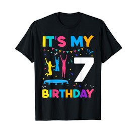 Kids 7 Years Old Girl Birthday Trampoline Jump 7th Birthday T-Shirt