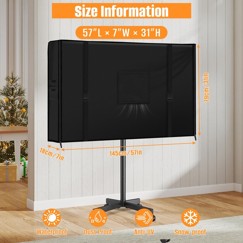 LYHNMW Mobile Outdoor TV Stand Cover, Heavy Duty 600D Oxford
