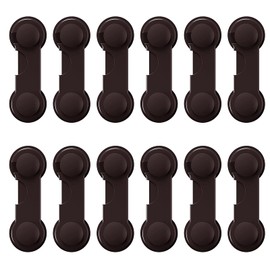 Baby Guard Door Lock, Set of 12, Stopper, Snail Lock, Child Lock, Safety Lock, One-Touch Rotation, Prevents Scissors, Prevents Pranks, No Opening, No Earthquakes, Doors, Cupboards, Drawers, Cabinets, Brown By Xrkuu