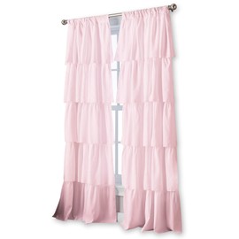 Flounced Ruffle Rod Pocket Curtain Panel, 95 inch, Pink, 1 Panel, 1Q82460APK