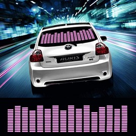 DIYAH Auto Sound Music Beat Activated Car Stickers Equalizer Glow LED Light Audio Voice Rhythm Lamp 70cm X 16cm / 27.5in X 6.3in (Pink)