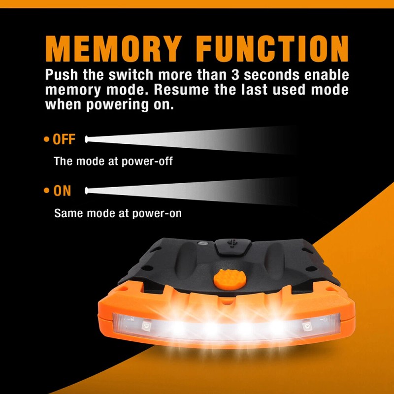 Everbrite 2Pk Hat Light Rechargeable Waterproof Clip Cap Light w/Memory