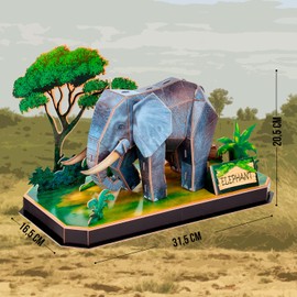 Puzzle 3D Elephant - 3D Puzzle for Children and 3D Puzzle Adults | 3D Puzzle Children + 5 Years | 3D Puzzle Adults | Easy Assembly | 42 Pieces