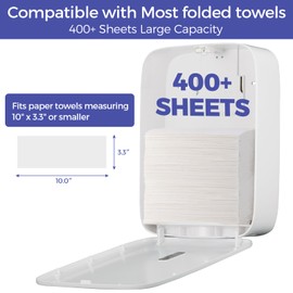 Stardrix Commercial Paper Towel Dispenser Wall Mount with Lock – Fits 400+ Multifold/Trifold/Z-Fold/C-Fold Towels – Large Paper Towel Holder for Bathroom, Kitchen, Office, Home or Business (White)