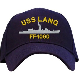Spiffy Custom Gifts USS Lang FF-1060 Pro Style Embroidered Baseball Cap Navy Blue