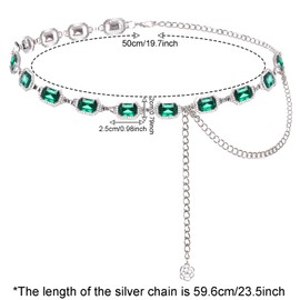 phnydreg Green Chain Belt for Women Green Western Belt Metal Rhinestone Cowgirl Waist Chain Belt for Dresses Jeans