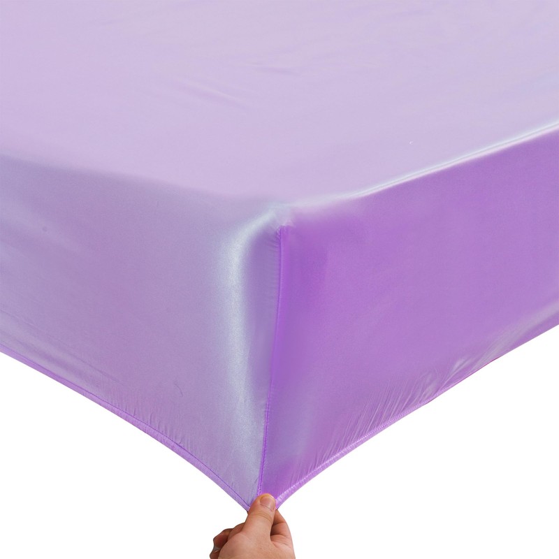 ROOEE Satin Silk Fitted Sheet with Pillowcase Set Breathable Soft