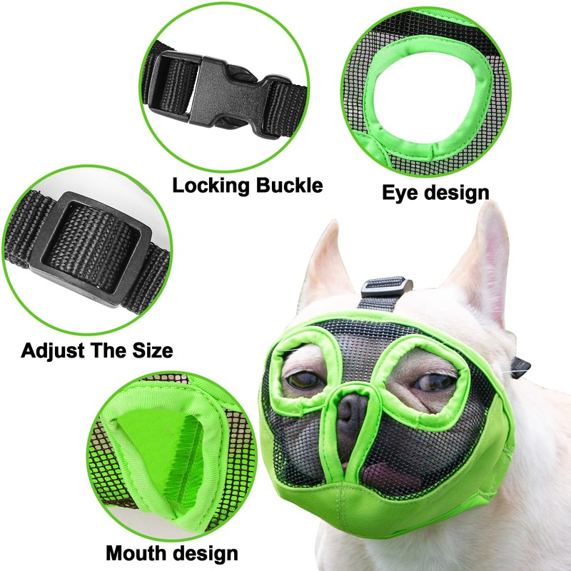 JYHY Short Snout Dog Muzzles- Adjustable Breathable Mesh Bulldog Muzzle