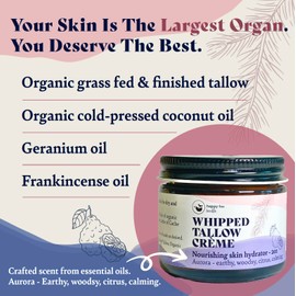 Tallow Skin Cream, Organic Grass Fed & Finished - Handmade in Small Batches, Curated Scents from Essential Oil Blends - Tallow Moisturizer for Sensitive Skin - Beef Tallow Balm for Face, Hands & Body