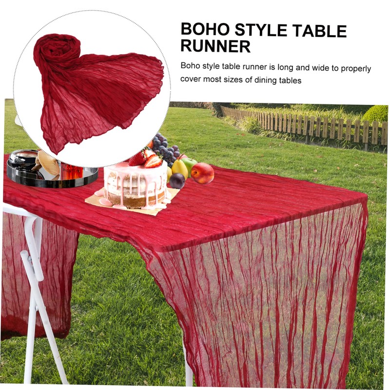 Mobestech 2pcs Boho Gauze Table Runner Romantic Decorative Table Cloth
