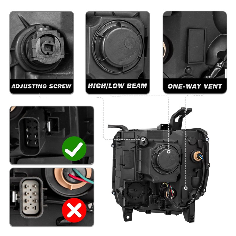 SOCKIR Halogen Headlight Assembly Fits for 2014-2018 GMC Sierra 1500