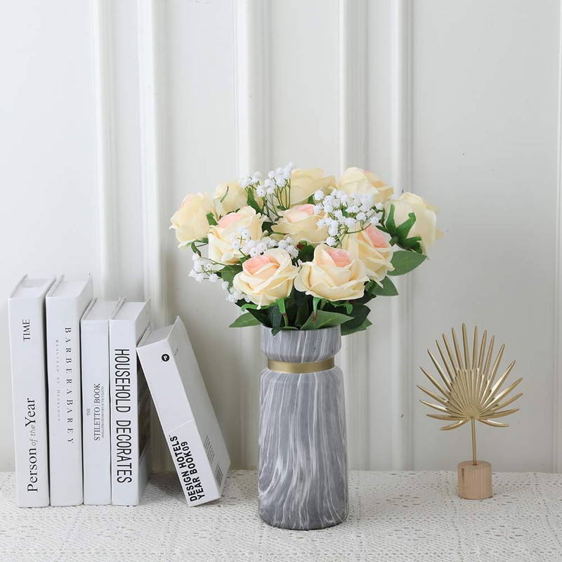 Justoyou Silk Artificial Rose Flowers Bridal Bouquet Flowers