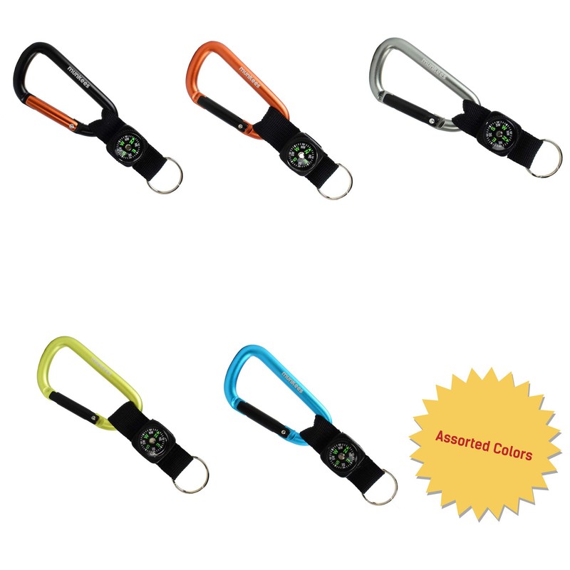 AceCamp Munkees 8mm Carabiner with Compass Strap, Small Pocket-Sized Waterproof