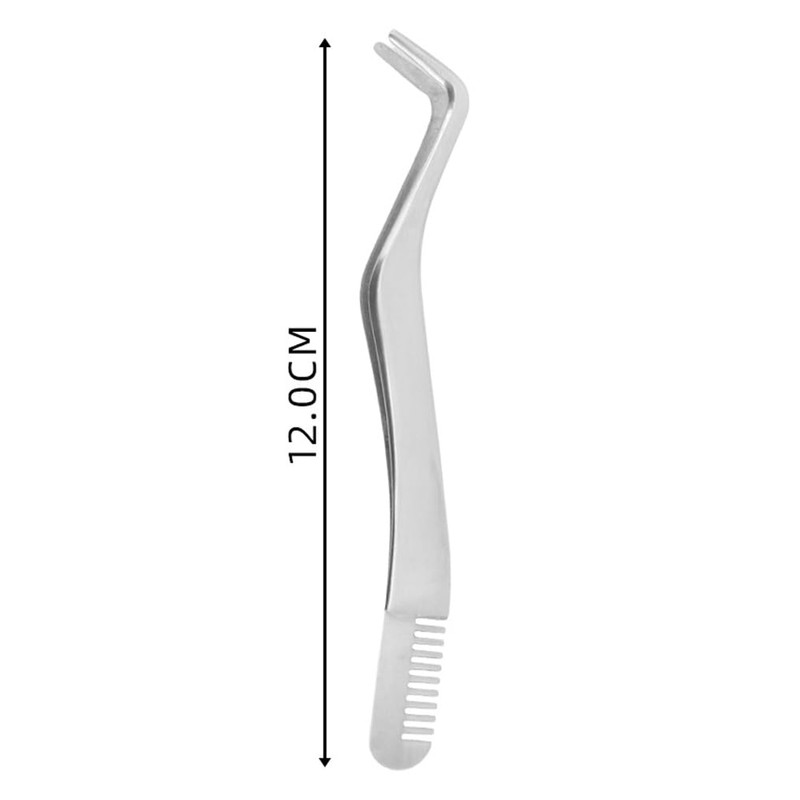 Moeagel つけまつげ ピンセット コーム付き 束感まつげコーミングピンセット 初心者向け 両端まつげコーム 使いやすい アイメイクツール (シルバー)