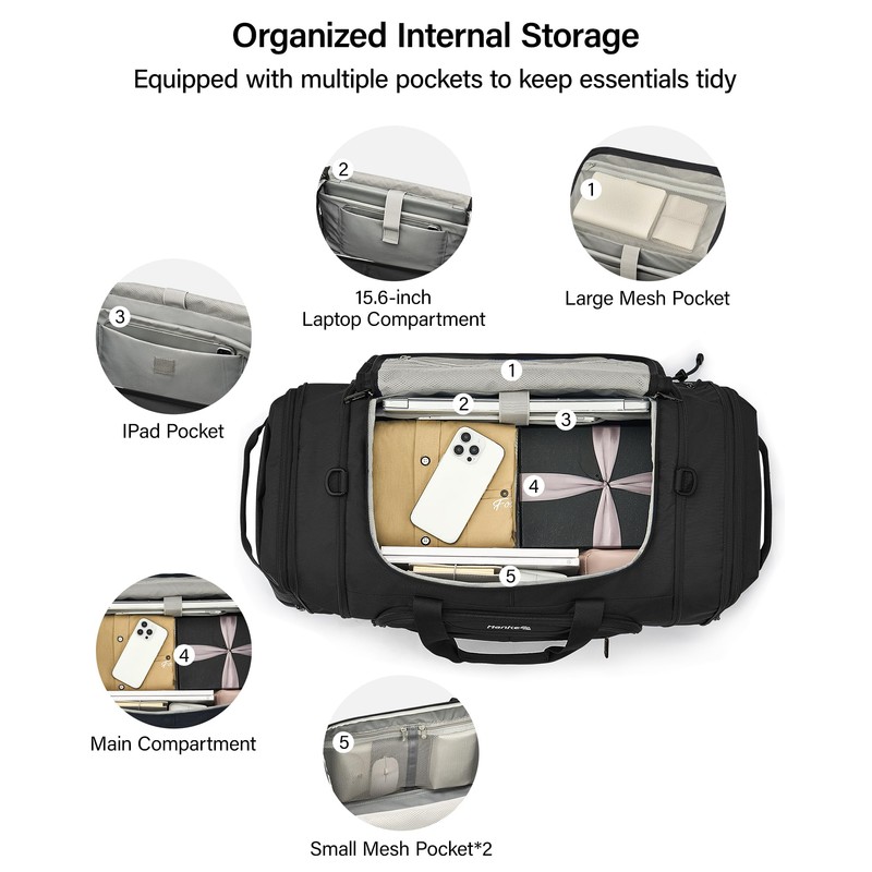 Hanke Expandable Carry On Luggage Bag,3 in 1 Duffle Bag