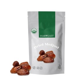 Harveast Organic Medjool Dates – California Grown Jumbo Dates, Naturally Sweet, Healthy Snacking, Caramel Flavor, Pesticide, Free No Sugar Added – Resealable Bag for Freshness, Baking (1 pounds)