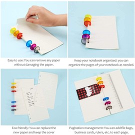 Bessy shop 90 Pcs Plastic Loose Leaf Binder Discs, 6 Colors Discbound Expansion Discs Heart Binder Rings for for Add Extra Pages, DIY Notebooks Planners (24mm)