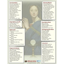 Catholic Prayers Including Our Father, Memorare, Apostles' Creed & More 2 Sided Holy Card Print 8 1/2 by 11 Inches