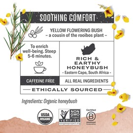 Numi Organic Tea Honeybush, Herbal Teasan in Teabags, 18-Count Box (Pack of 6) ( Value Bulk Multi-pack)