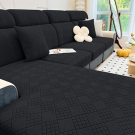 hyha Universal Couch Cushion Covers, Magic Sofa Covers Washable, Stretch Couch Sofa Covers for 2 Cushion Couch, Interior Sofa Seat Cushion Covers for Sofa (1 Cushion Loveseat, Black)