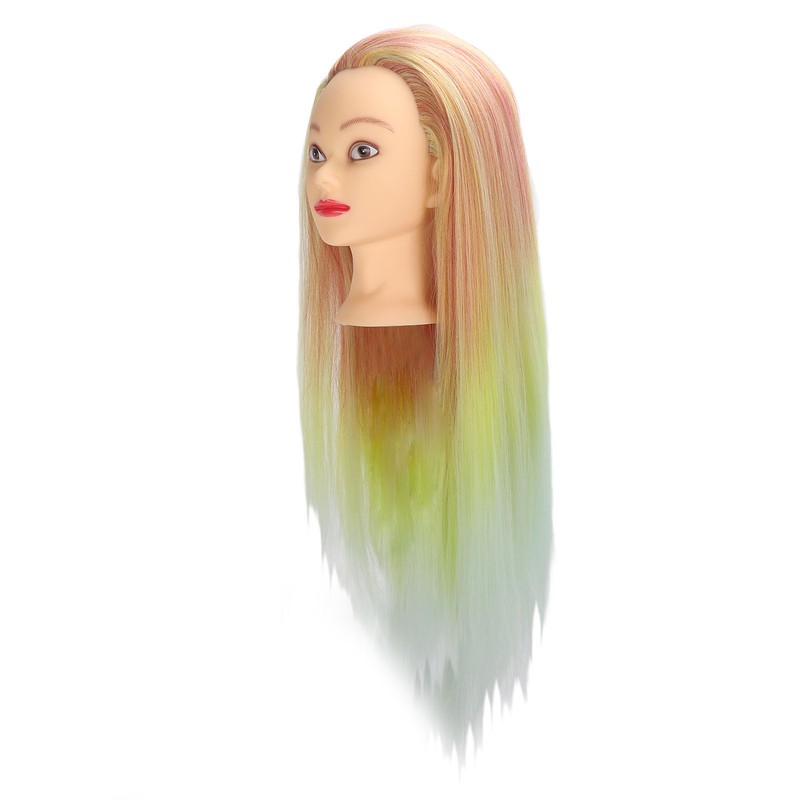Hairdressing Mannequin Head Synthetic Braiding Hair Hairdresser Head Gradient Orange