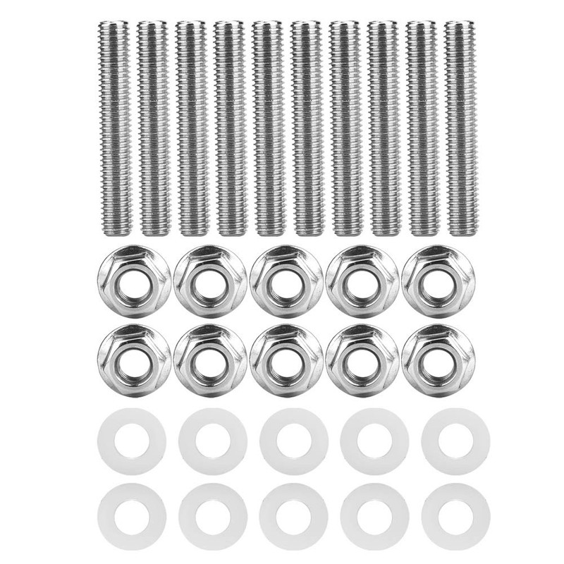 10Pcs Exhaust Manifolds Bolt,Stainless Steel Black Header Exhaust Manifold Head