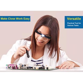 TMANGO Rechargeable Magnifying Glasses with Light, Hands-Free Headset for Jewelers, Eyelash Extensions, Watch Repair, Cross Stitch, and Close Work