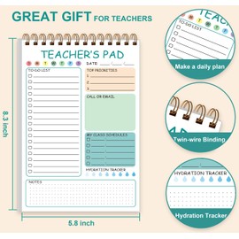 Tuun Fuplan 3 Pack Teacher Notepad - Teacher To Do List Notepad, Spiral Checklist Notebook Organizer for Teachers Notes Task Appointment, Teacher Appreciation Gifts, 5.8'' x 8.3''