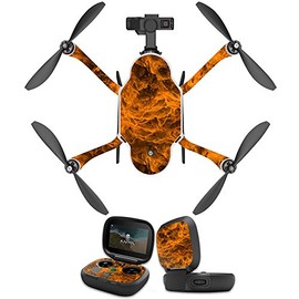 MightySkins Skin Compatible with GoPro Karma Drone Headphones wrap Cover Sticker Skins Burning Up
