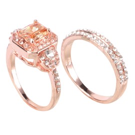 Abaodam Fashionable 18k Rose Gold Finger Ring Alloy Jewelry Ring for Couples Wedding Ring Set Suitable for Occasions
