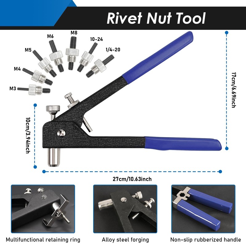 Eoppen 455Pcs Rivet Nut Tool Kit, Rivnut Tool Kit with