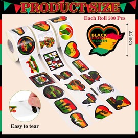 Sanixin 1500Pcs Black History Month Stickers Roll, Juneteenth Labels Freedom Day Sticker Roll, African American Celebration Patriotic Party Sticker for Black History Month Party Favors