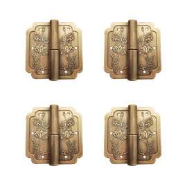 4Pcs Antique Brass Visible Hinges, 2" Furniture Cabinet Drawer Double Door Removable Hinges