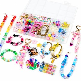 Keychain Making Kit, Bag Charm Kit, Large Hole Beads and Charms Kit