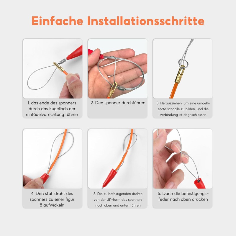 Cable Retraction Aid, 20 m x 4 mm Pull Wire