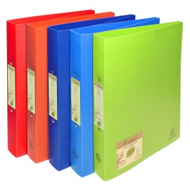 Exacompta - Ref. 542570E - Forever recycled PP semi-rigid binder - 2 round rings diameter 30 mm - Spine 40 mm - External dimensions: 32 x 26.8 cm - Format to file A4 - 4 random colors