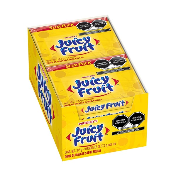 WRIGLEYS Juicy Fruit Chicles - 10 Cajas con 15 Piezas c/u. 405g