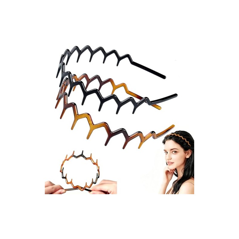 Diademas Zigzag 2 Piezas, Onduladas Antideslizantes Unisex