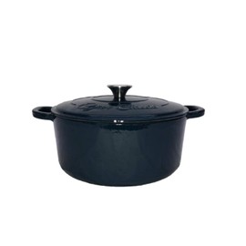 5Qt Navy Enamel Cast Iron Dutch Oven with Silver Knob