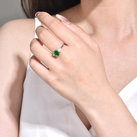 PHNIBIRD Emerald Green Ring Sterling Silver May Birthstone Ring Emerald Green Jewelry for Women