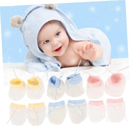 Baluue 3 Sets Comfortable Scratch Mesh Gloves for Boy Girl Breathable Protective Hand and Foot Covers Natural Material for Easy Wear and Portability