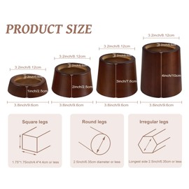 OneDream Wooden Furniture Risers Blocks - 1 inch Set of 4 Bed Risers, Heavy Duty Solid Wood Round Risers, Sofa Riser with Non-Slip Pad, Create Storage Space and Easy Cleaning for The Sweeper