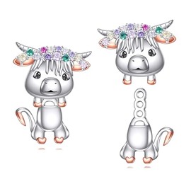 Highland Cow Earrings 925 Sterling Sliver Cow Earrings Highland Cow Jewelry Gifts for Women