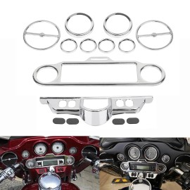 Unbranded For Harley Electra Glide Inner Fairing Gauge Speaker Trim Kit Ring Bezel Chrome