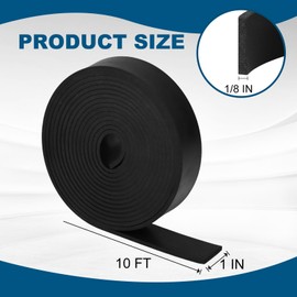 Neoprene Rubber Strips Solid Rubber Sheet for DIY Gasket, Warehouse, Pads, Seals, Weather Stripping, Crafts, Flooring(1In x 1/8In x 10Ft)
