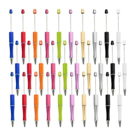 YYBD 30Pcs Beadable Pens Plastic Bead Pen Black Ink Ballpoint Pen Creative Diy Pen Assorted Cute Cool Pen for Children Student Teacher Bridal Graduation Gift Office School Supplies (Multi Colors)