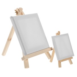 Operitacx Mini Sketching Easel and Canvas Set Portable Wooden Drawing Stand for Artists